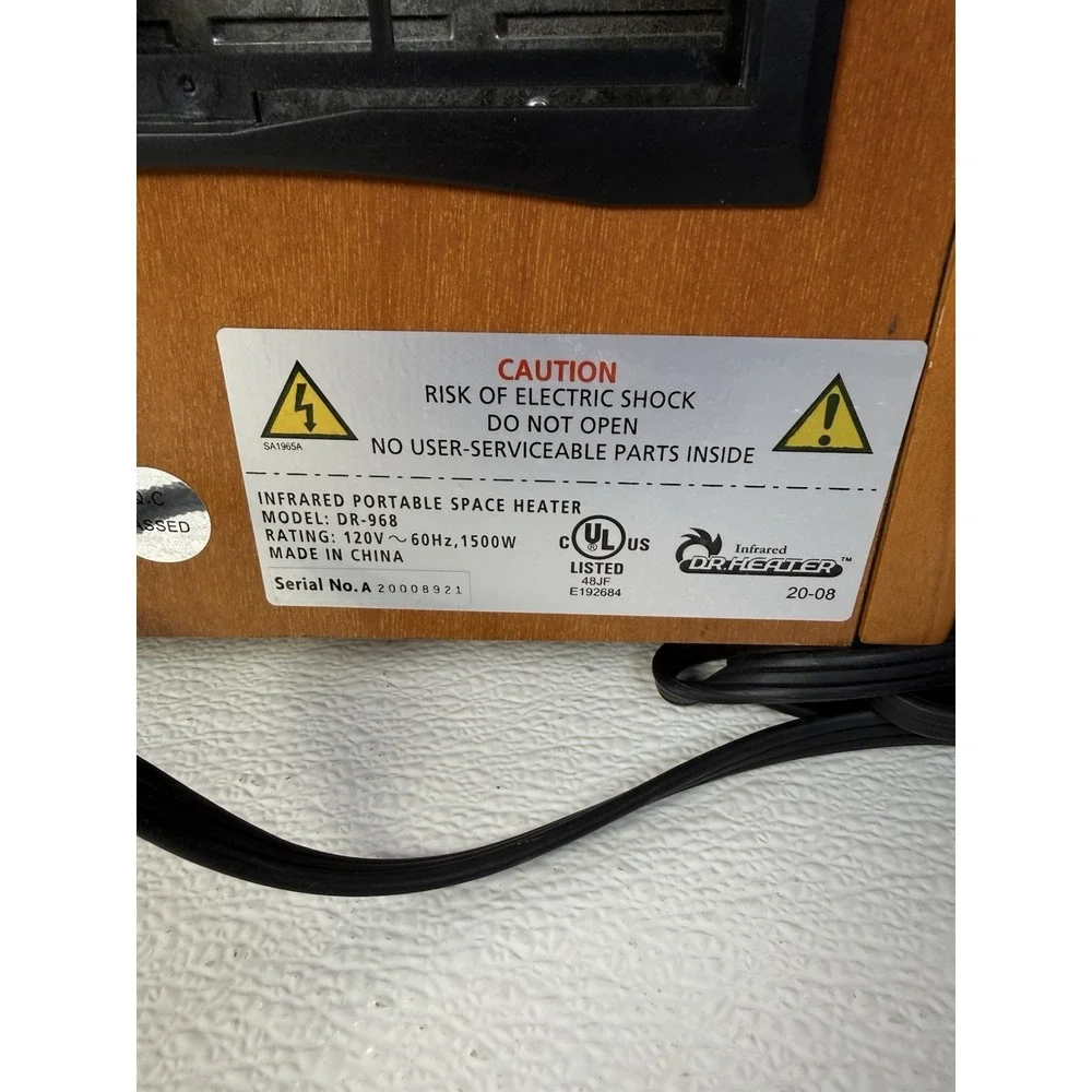 Portable Space Heater 1500-Watt Infrared Floor Mount with Dual Heating System